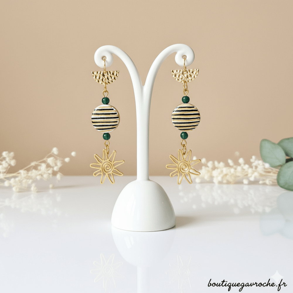 Boucles d'Oreilles Réversibles "Soleils de TAMPA"