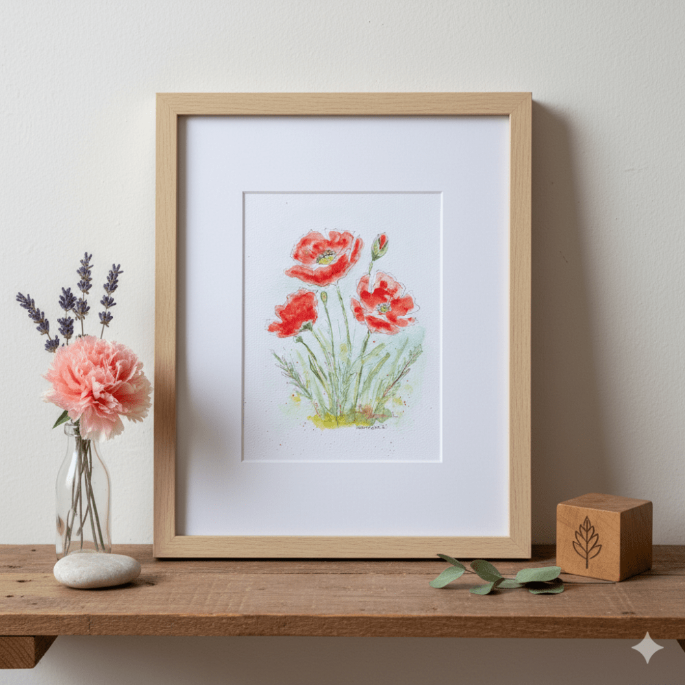 Aquarelle originale – les coquelicots  (Offre 2FOR3)
