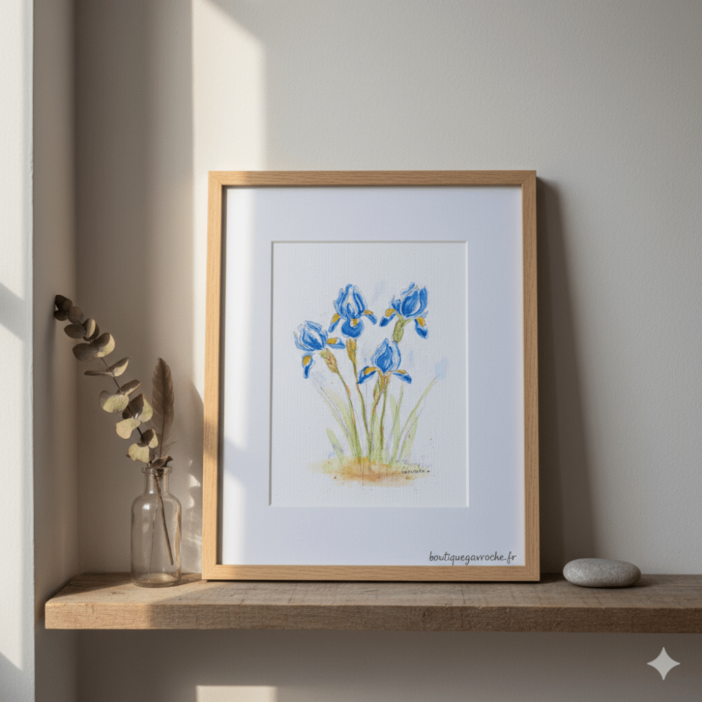 Aquarelle originale – les Iris  (Offre 2FOR3)