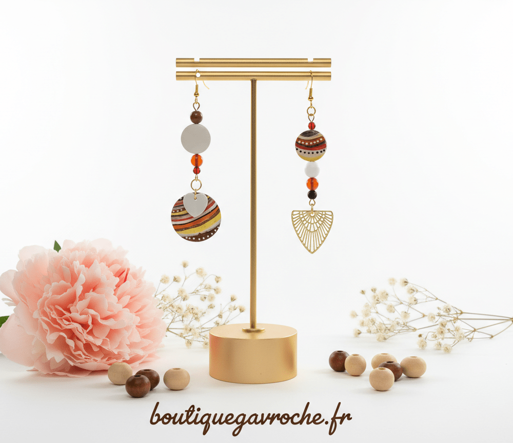 Boucles d'Oreilles Asymétriques longues: TANZANIE