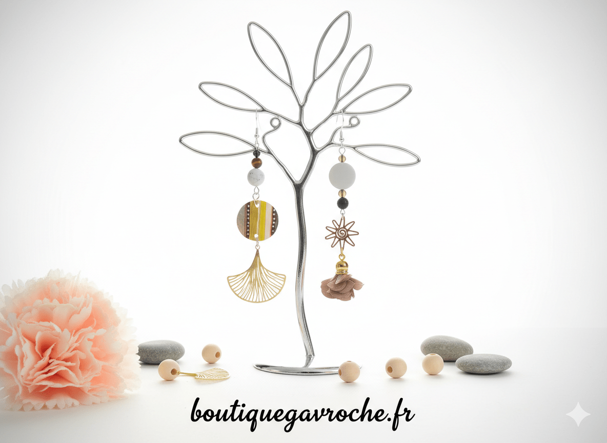 Boucles d'Oreilles Asymétriques longues: MADAGASCAR