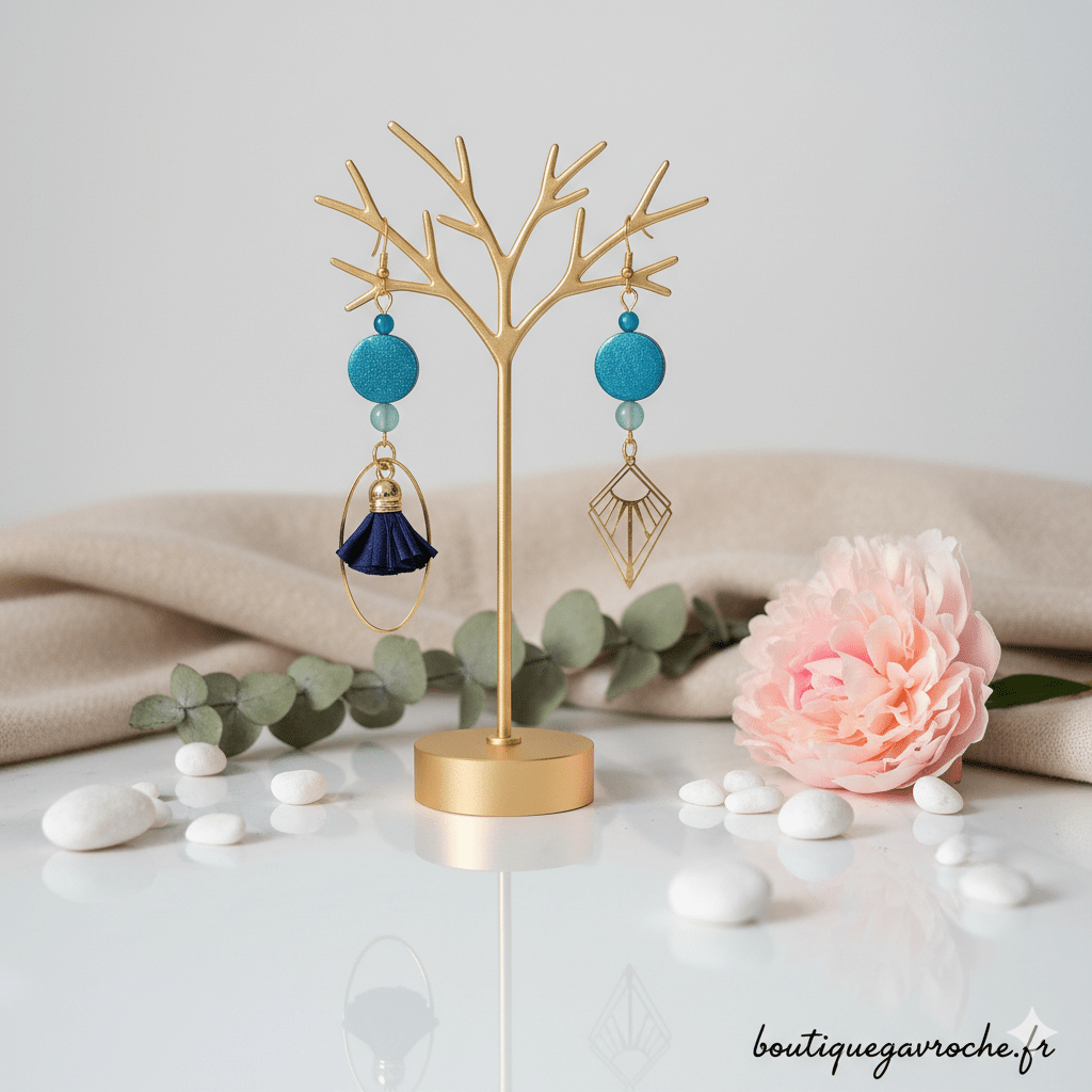 Boucles d'Oreilles Asymétriques SANTORIN – Image 4