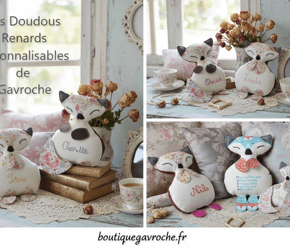 Doudou Renard personnalisé avec prenom (frais de port offert)