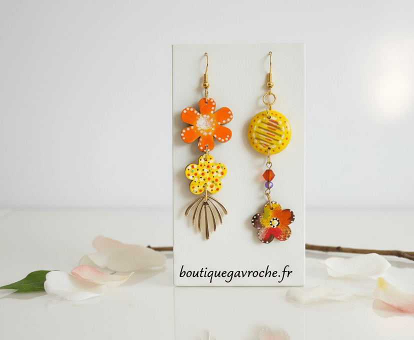 Boucles d’Oreilles Asymétriques ALICANTE label origine corrèze noces de bois