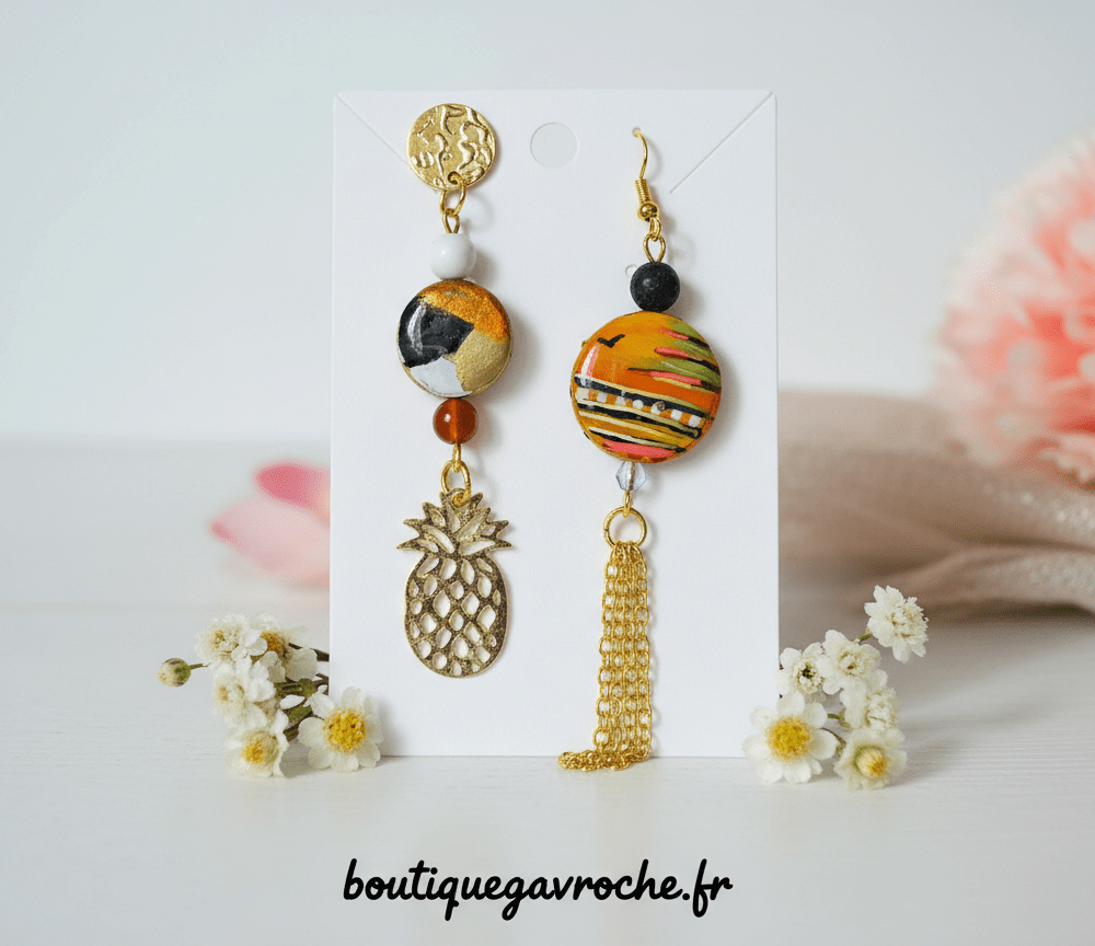 Boucles d'Oreilles Asymétriques TROPICALES P.