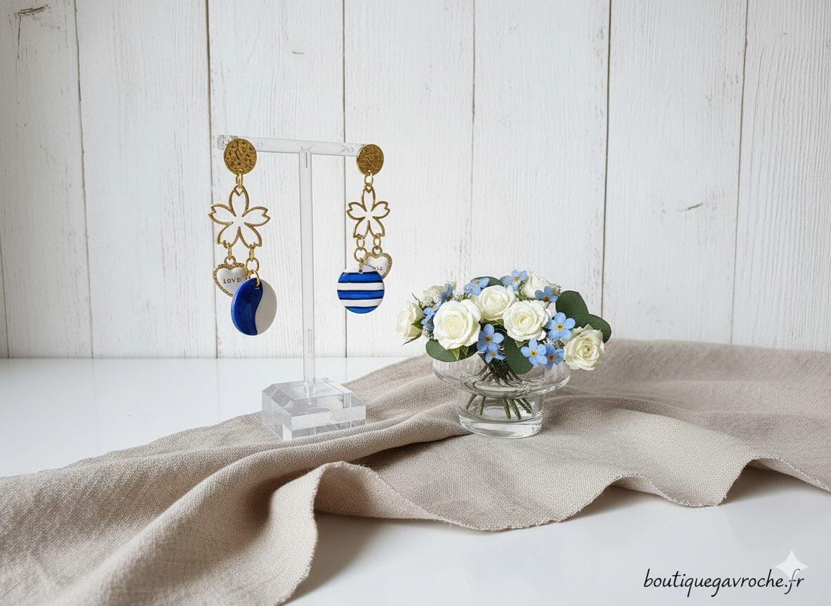 BOUCLES OREILLES adriatique de boutiquegavroche unique label origine corrèze noces de bois