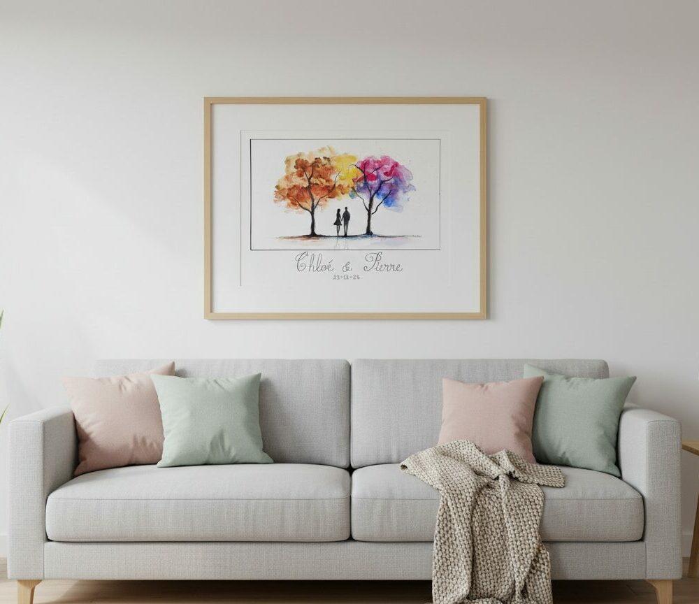 Affiche Aquarelle Personnalisée - 40 CM 30 CM - Un départ haut en couleurs