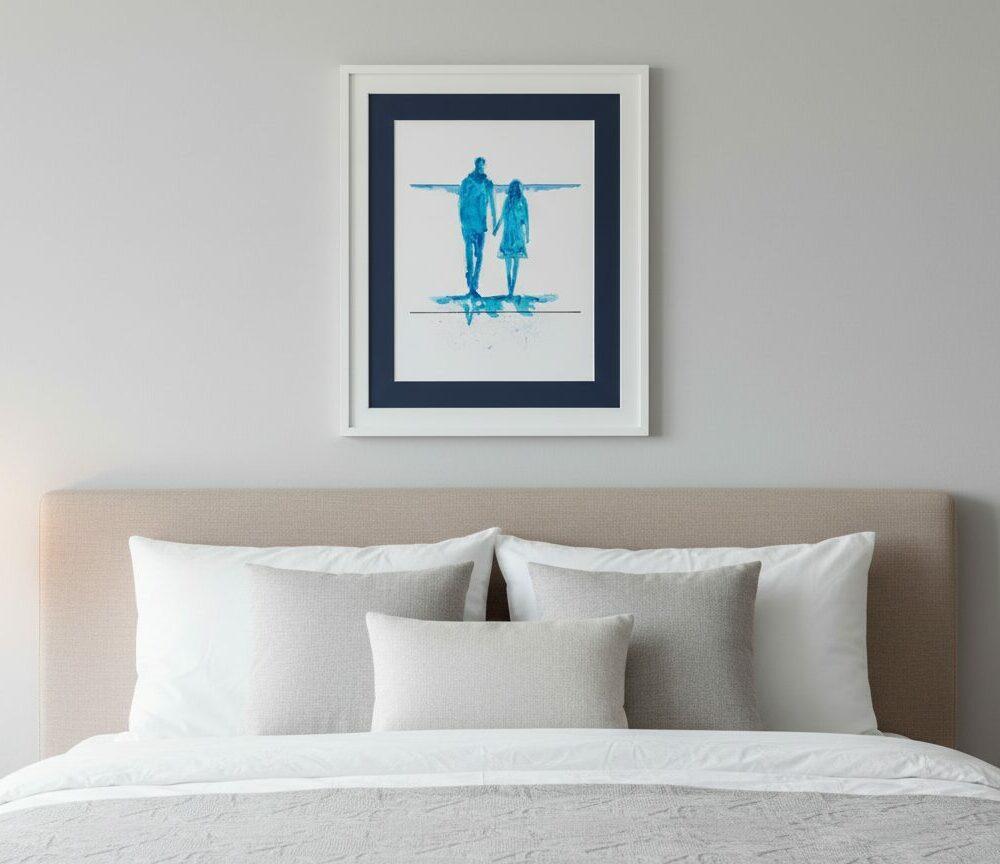 Affiche Les amoureux - Aquarelle Personnalisée - 40 CM 30 CM - frais de port offert