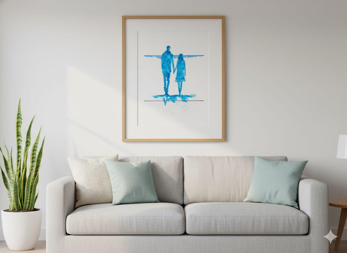 Affiche Les amoureux - Aquarelle Personnalisée - 40 CM 30 CM - frais de port offert – Image 7