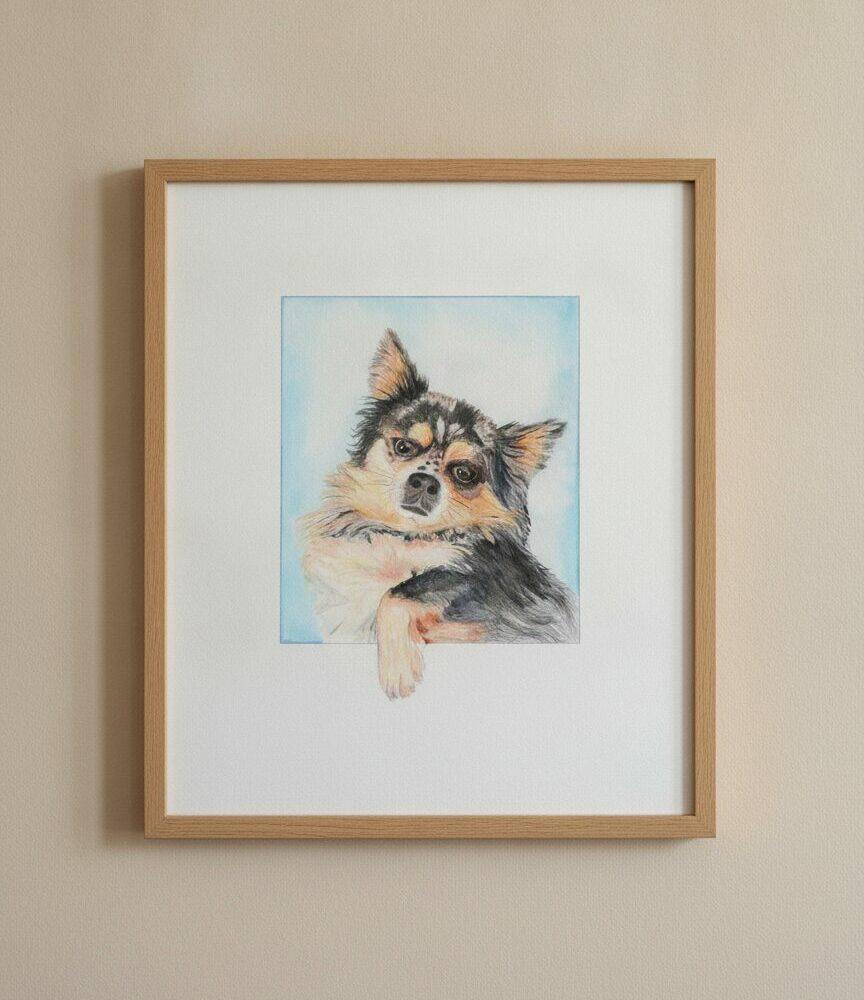 Commande personnalisée chien cadeau anniversaire amie Portrait Aquarelle
