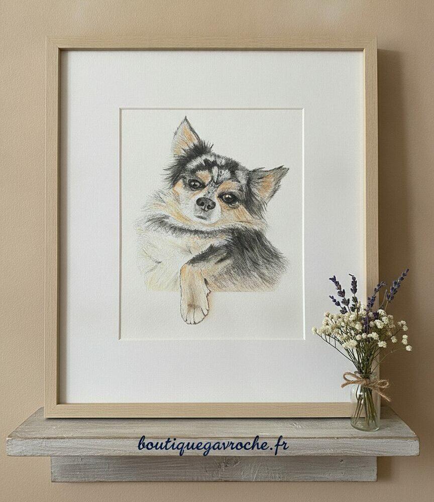portrait chien personnalisé cadeau anniversaire mariage papier