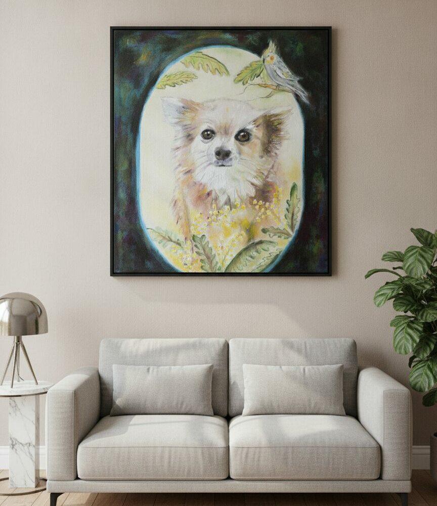 peinture huile portrait chien cadeau personnalisé noces de coton anniversaire mariage france aquitaine