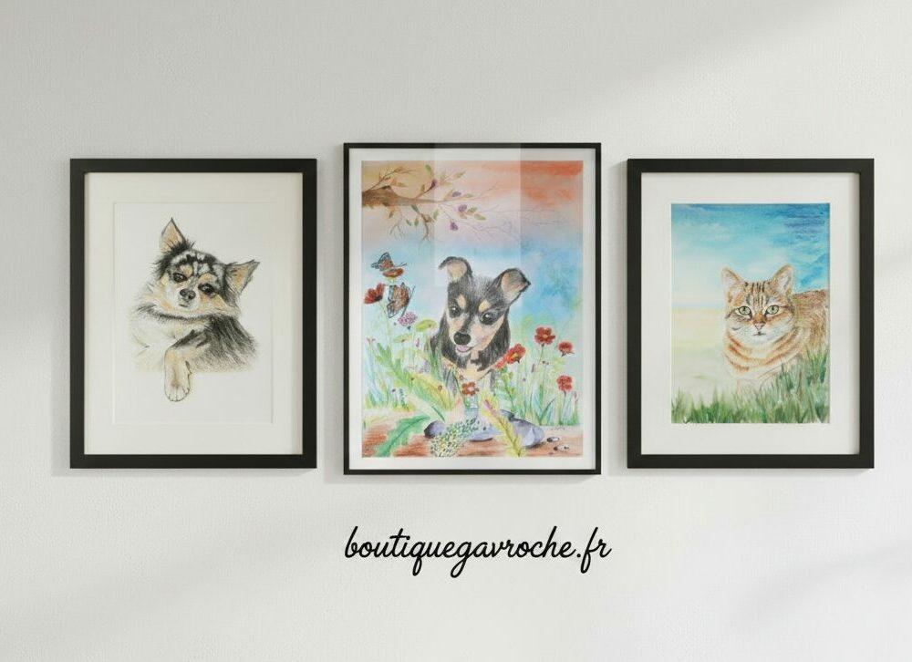 Portrait animalier personnalisé à l’aquarelle d’après photos
