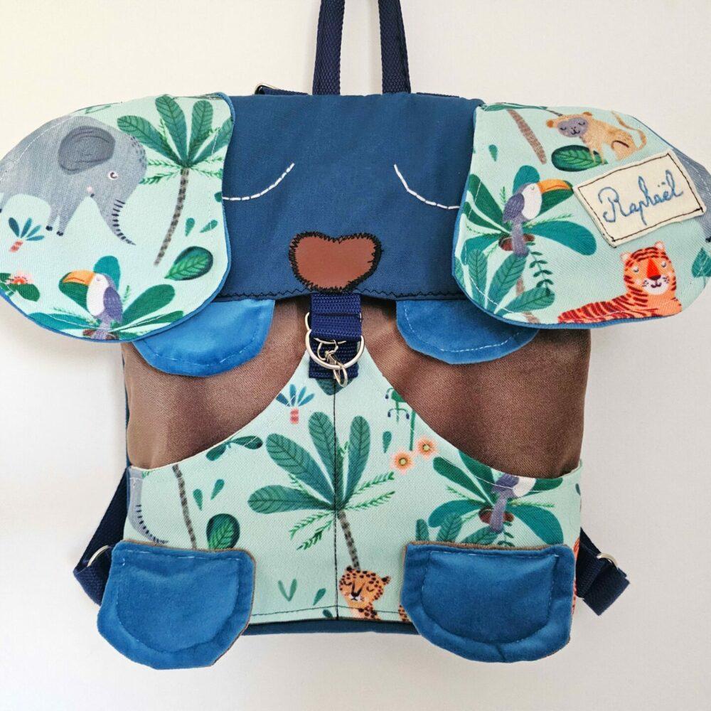 Cartable enfant personnalisé motif original fait main à Brive Boutique Gavroche Label Origine Corrèze pièce unique.