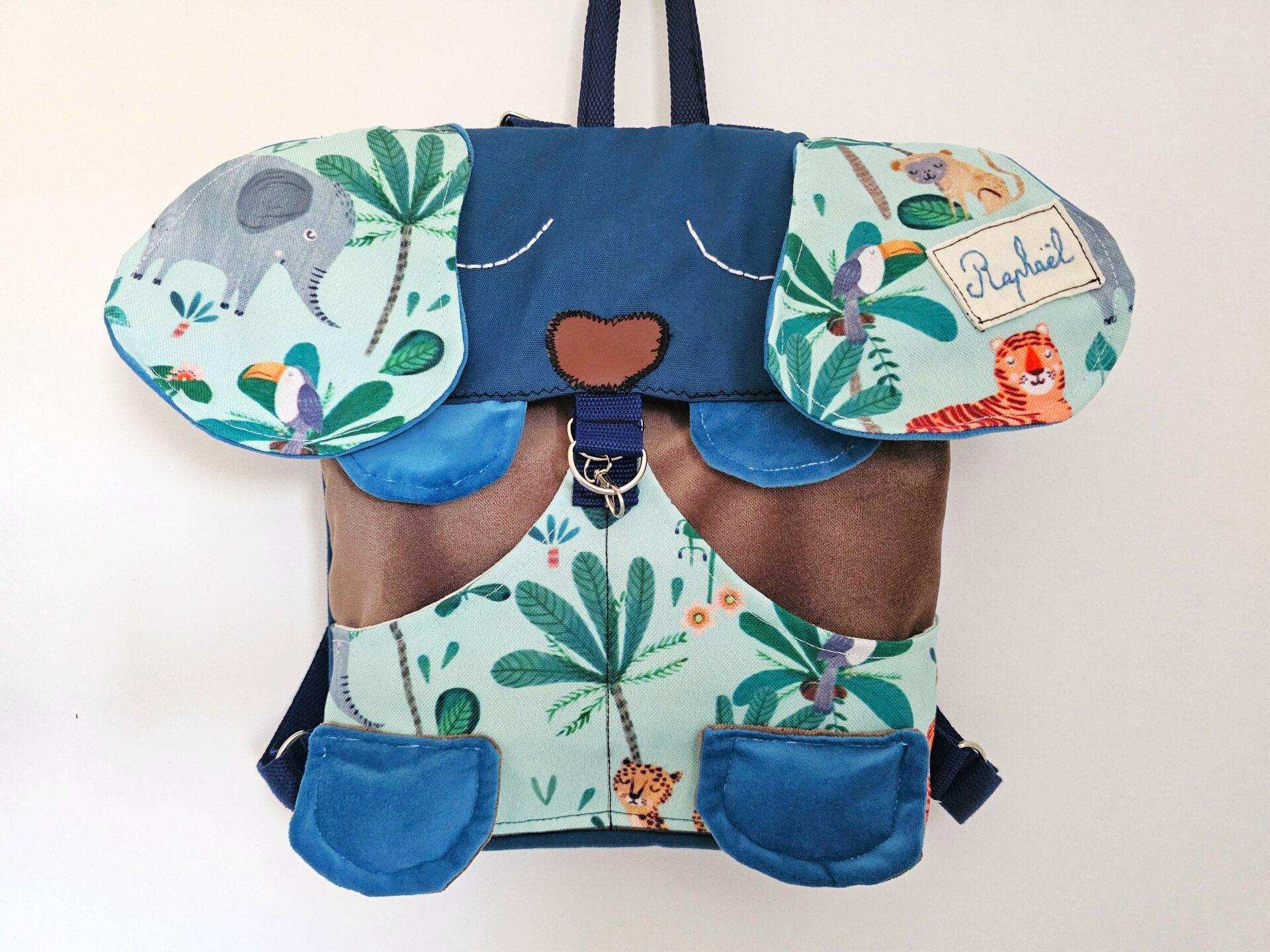 Cartable enfant personnalisé motif original fait main à Brive Boutique Gavroche Label Origine Corrèze pièce unique.