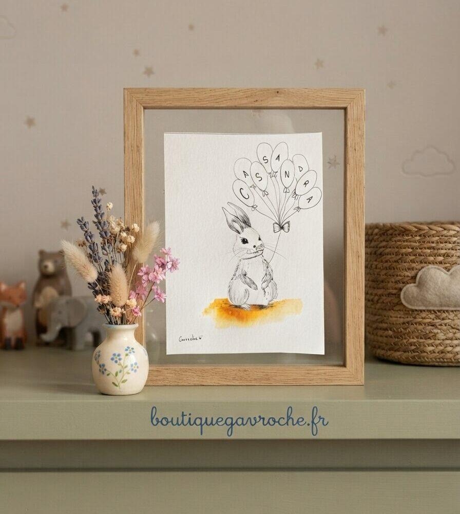 Aquarelle Prénom le lapinou