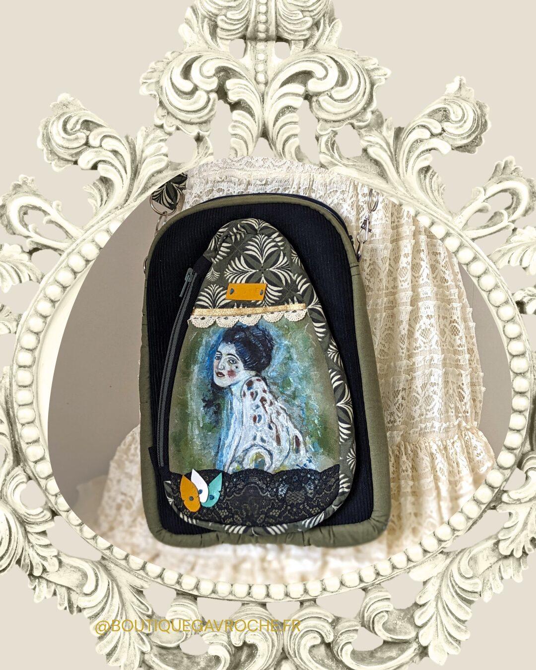 Sac cretonne et velours Klimt