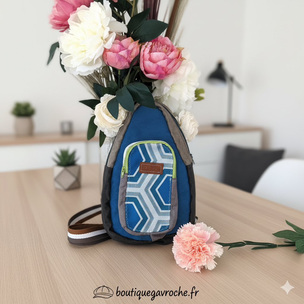 Sac BLUES homme mixte creation cretonne boutiquegavroche Cadeau anniversaire mariage Noces de cretonne